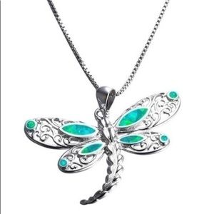 2/$15- Dragonfly Green Opal Pendant Necklace